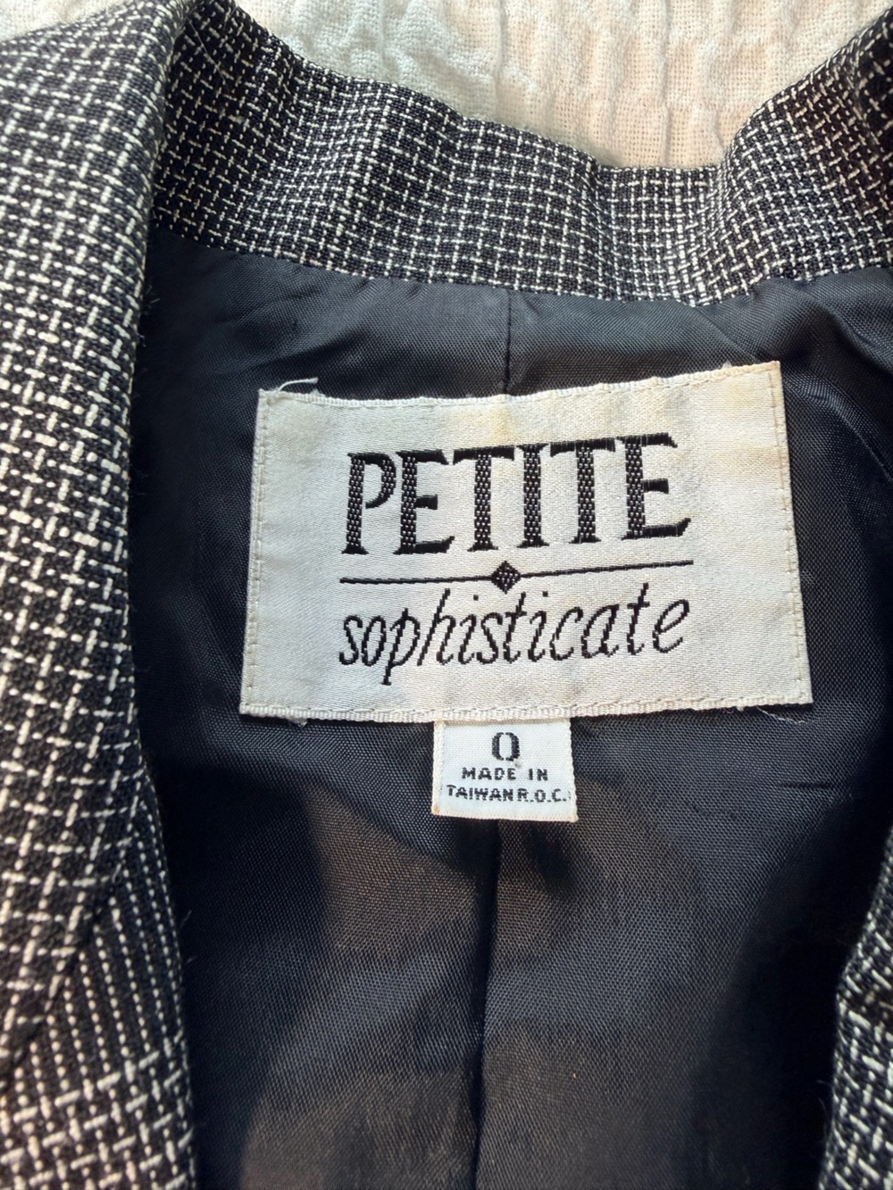 Petite Sophisticate Black & Gray Plaid Double-Breasted Blazer - Picture 5 of 8